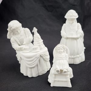 Depth 56 White Christmas Tea Party Porcelain Figurines Holiday Winter Silhouette